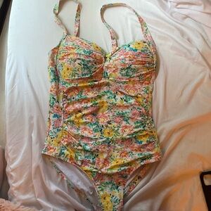 Niptuck Swim colorful flowers one piece swimsuit.